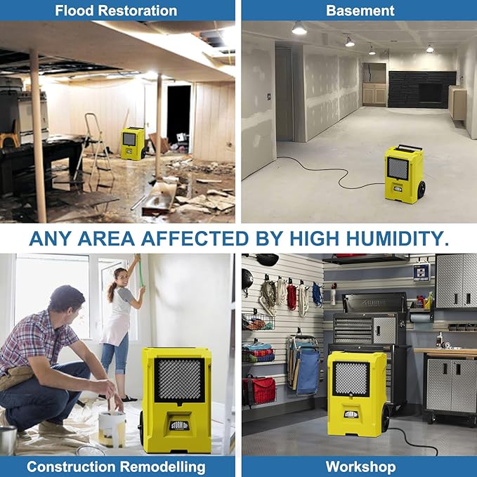 ALORAIR 110 Pint Dehumidifier Commercial Grade - Built-in Pump, Includes Drain Hose, Ideal for Large Basements, Industrial or Commercial Spaces and Job Sites, 5 Years Warranty, Yellow - Image 6