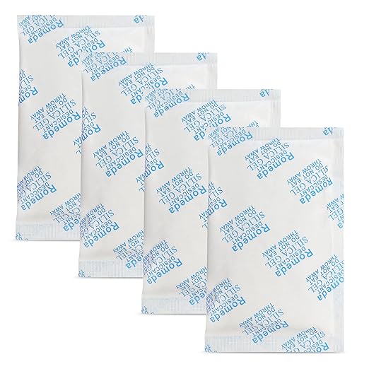 55 Pcs 5 Gram Silica Gel Packs, Transparent Desiccant, Desiccant Packets for Storage, Moisture Packs for Spices Jewelry Shoes Boxes Electronics Storage by Romeda
