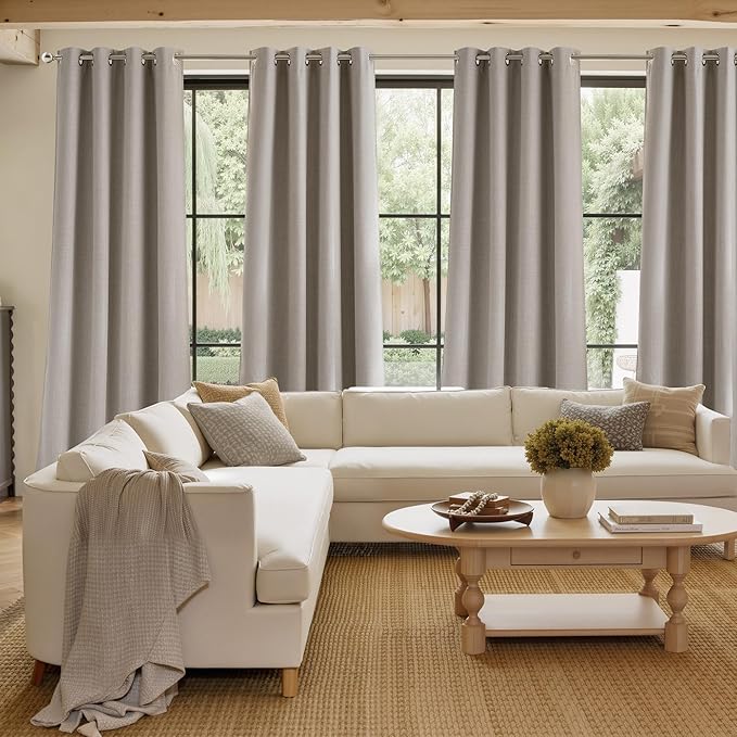 NICETOWN Angora Faux Linen Room Darkening Rod Pocket Curtains 63 inch Length, W42 x L63, Light Blocking Thermal Insulated Noise Reducing Drapes for Bedroom Living Room Farmhouse Decor, 2 Panels - Image 4