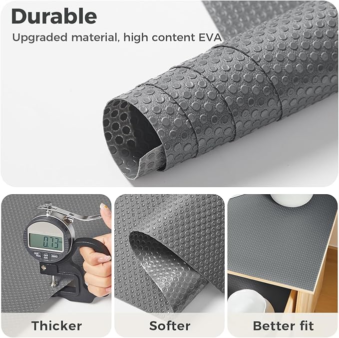 100% EVA Shelf Liner for Kitchen Cabinet, 24" x 240" Drawer Liners Non Adhesive Non Slip Waterproof Plastic Paper, Dresser Pantry Bathroom Refrigerator Protector, Grey - Image 6