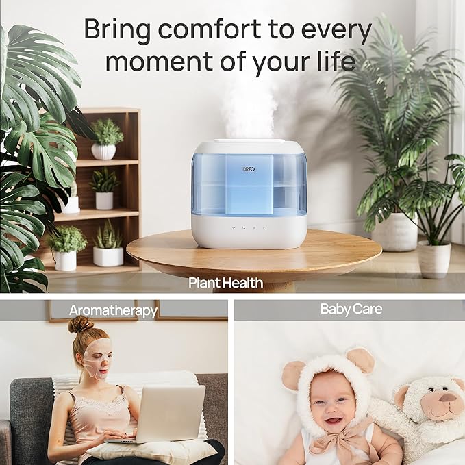 Dreo Humidifiers for Bedroom, 4L Top Fill for Large Room, 36H Runtime, 28 dB Quiet Supersized Cool Mist Air Humidifier for Baby Nursery, Plants, Indoor, Night Light, Easy to Clean & Fill, Blue - Image 7