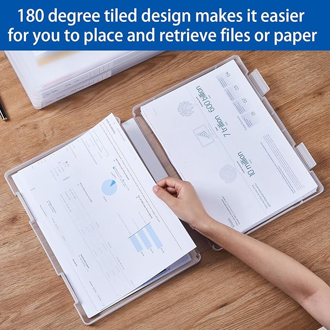 8 Packs Paper Storage Boxes, Plastic Multi-Purpose Thick Scrapbook Storage Box for Office,Craft or Art Supplies, 8.5 x 11 Plastic Portable Project Case for US letter Size and A4 paper - Image 7