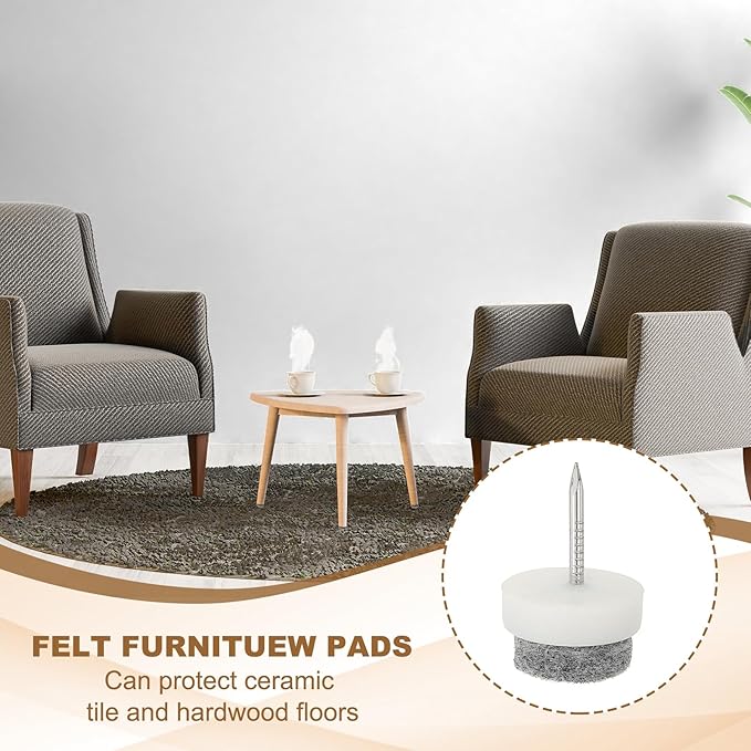 PATIKIL 17 mm Nail-on Felt Pads, 72 Pcs Round Felt Furniture Sliders Pads Heavy Duty Floor Protectors for Wooden Chair Sofa Cabinet Table Leg Feet Hardwood Floors, White - Image 4