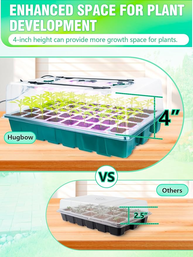 Seed Starter 4 Pack 160-Cell Tray with Grow Lights and Heat Mat,Seed Growing Tray, Germination & Plant Propagation Station for Indoor Plants - Image 7