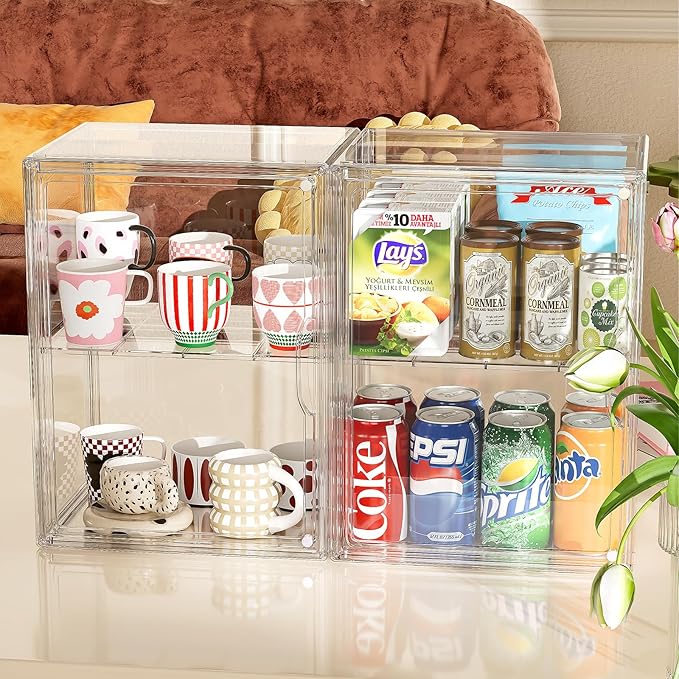 Clear Acrylic Display Case, Super Large Stackable Storage Bins Magnetic Attraction Lids, Acrylic Box with Compartment Divider for Collectibles, Figures, Cosmetic, Purse, Handbag, Wallet, 1 Pack - Image 6