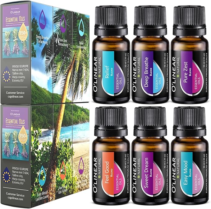 O'linear Essential Oils 6 Blends Set - Perfect for Humidifiers and Diffusers, Aromatherapy Diffuser Oils Scents, Essential Oil Kit for Home Use, Essential Oil Pack with Various Scents - Image 8