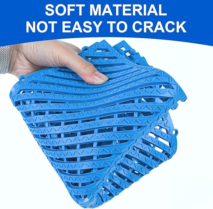 MYFAMIREA Modular Interlocking Cushion 12 Pack 11.8" x 11.8" Rubber Floor Tiles Non-Slip Splicing Drainage Mats for Deck, Pool, Shower, Patio, Balcony, Bathroom, Kitchen, Yard (Diagonal, Blue) - Image 3