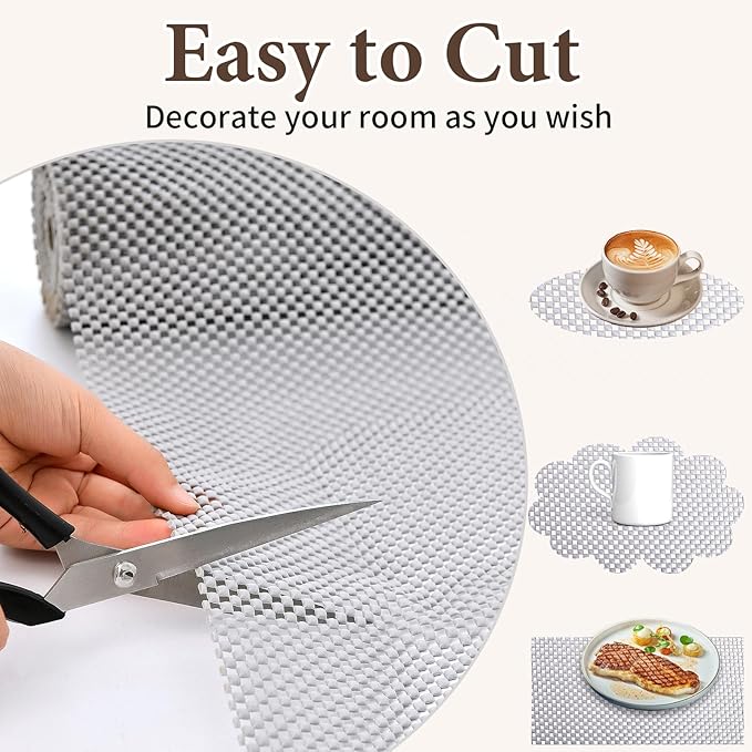 Shelf Liners for Kitchen Cabinets Non Adhesive Shelf Liner Paper Non-Slip Thickened Drawer Liner Easy to Clean for Tool Box Refrigerator Grey 11.8 x 118 in - Image 6