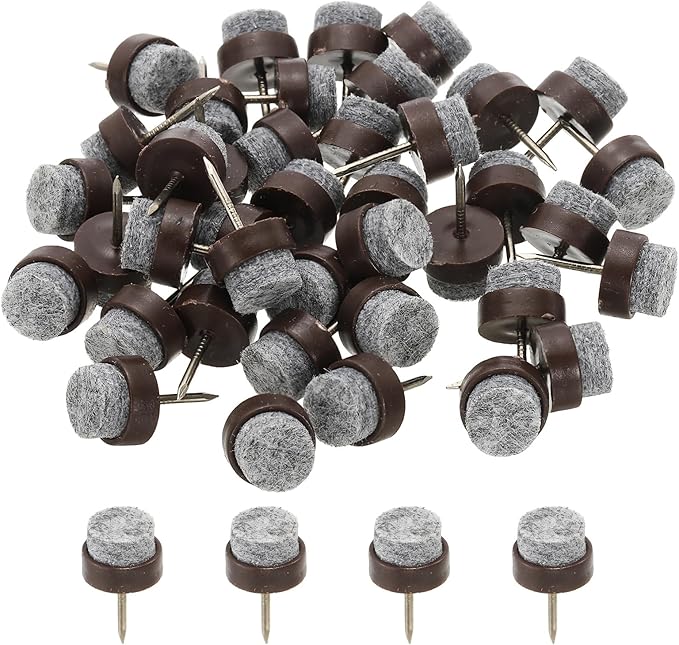PATIKIL 14 mm Nail-on Felt Pads, 72 Pcs Round Felt Furniture Sliders Pads Heavy Duty Floor Protectors for Wooden Chair Sofa Cabinet Table Leg Feet Hardwood Floors, Brown by PATIKIL