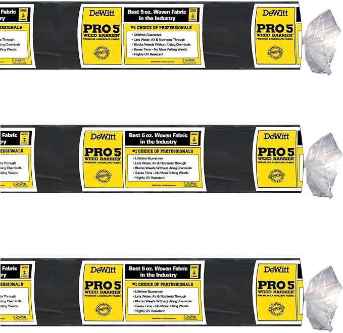 Dewitt 3-Pack Pro-5 Weed Barrier Fabric 5 oz, 6 x 250 Feet – Heavy-Duty Woven Landscape Ground Cover Mat for Raised Garden Bed, Greenhouse Gardening, Outdoor Landscaping, and Commercial Planting - Image 9