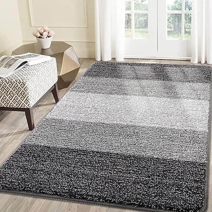 Smiry Dog Door Mat for Muddy Paws, Absorbs Moisture and Dirt, Low-Profile Entryway Mat with Non-Slip Backing, Entry Indoor Outdoor Doormat for Inside Floor (71x47 Inches, Grey, Striped) by Smiry
