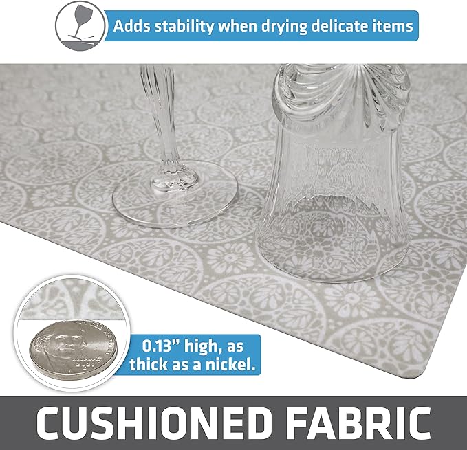 Drymate Premium Luxury Shelf & Drawer Liner, Thick Cushioned Fabric, Non-Adhesive, Absorbent, Waterproof, Slip-Resistant, Liners for Kitchen Cabinets, Cupboards (USA Made)(12”x59”)(24-Pack)(Tan) - Image 5