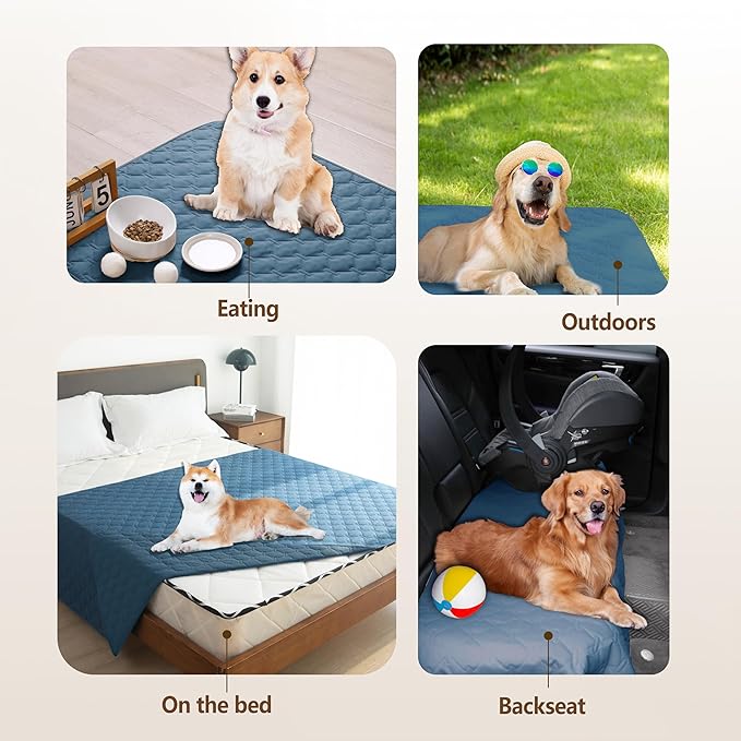 gogobunny 3X Stronger Waterproof Pet Blanket, Scratch Proof Furniture Protector for Dogs Cats, Reversible Cover 82x102 Inch, Dark Blue - Image 6