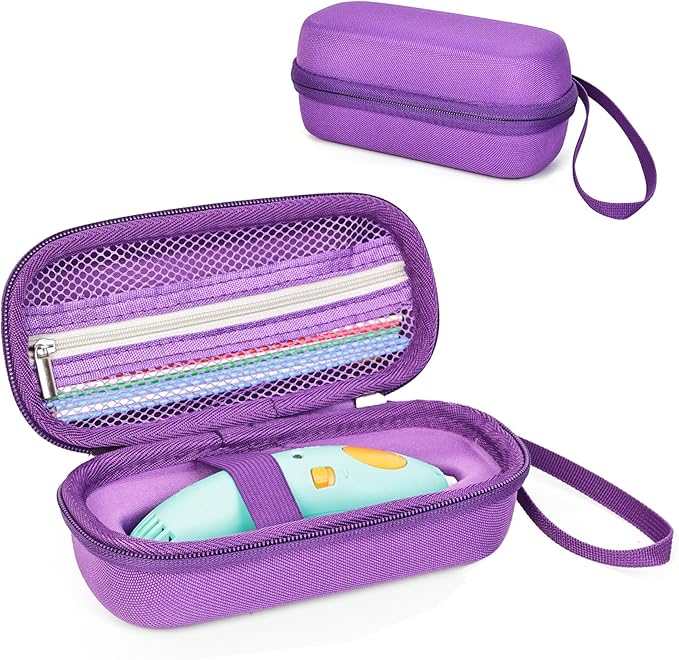 Case Compatible with 3Doodler Start+ Essentials for 3D Pen Set for Kids, Carrying Holder Fit for Printing Pens,Storage Organizer for Printing Filament Refill,Micro-USB Charger (3D-01-Purple) by TATAVR