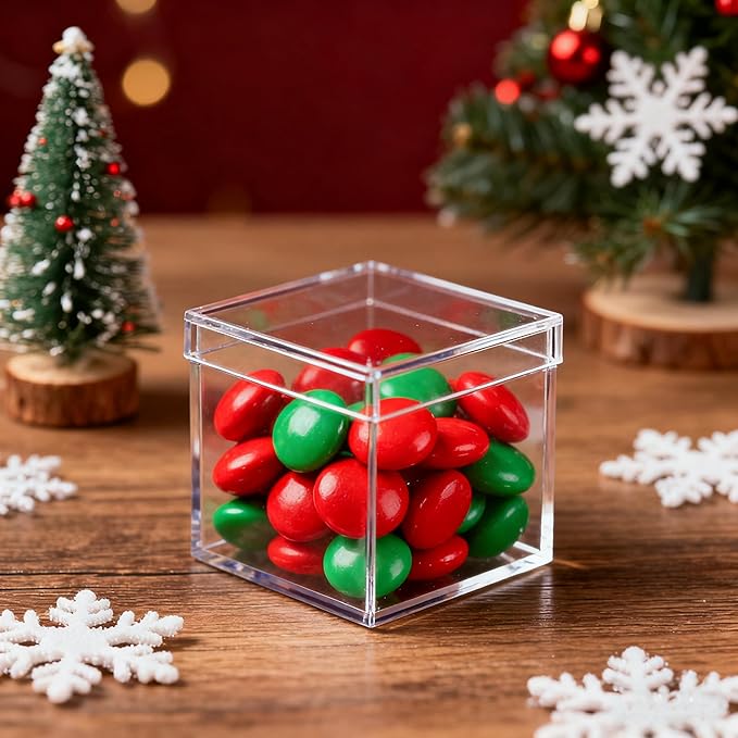 Acrylic Box 2Packs Clear Boxes with Lids Acrylic Display Square Cubes Lucite Boxes for Birthday Valentine's Day Party Favor Candy Pill and Tiny Jewelry Storage Boxes - Image 6