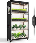 Bstrip Indoor Greenhouse with Grow Light, Plant Stand with 4 Pack 24W Full Spectrum Plant Lights, Plant Shelf with Tent for Indoor Plant, Seed Starting, Seed Tray, 29.5"x13.8"x59" by Bstrip