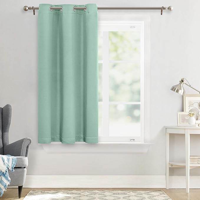 MYSKY HOME Light Green Blackout Curtains for Bedroom, Grommet Room Darkening, 54 Inch Long for Small Windows, Thermal Insulated, 1 Panel, 42 x 54 Inch, Aqua - Image 8