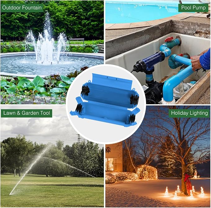 Flemoon [3 Pack] Outdoor Extension Cord Cover, IPX4 Waterproof Box and Safety Housing Case, Ideal to Protect Outdoor Plugs, Electrical Connections, Holiday Decoration Lights, Size Small, Blue - Image 8