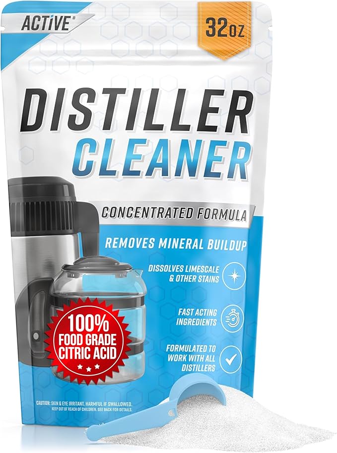 ACTIVE Distiller Descaler Citric Acid Cleaner - 2 Lb Bulk for Cleaning Water Distillers, Pure Citrus Acid Crystals Universal Residue Descaling Portable Distiller, Kettle, Boiler, Dispenser by ACTIVE