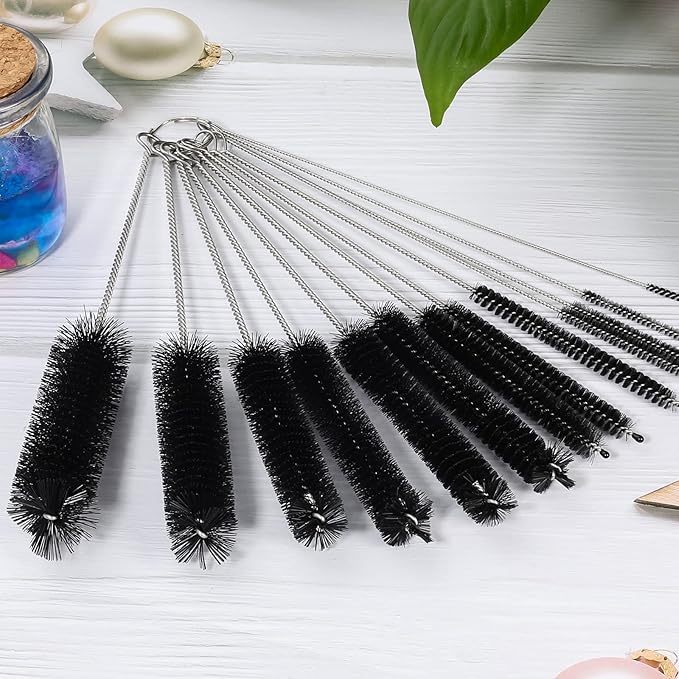 CiaraQ Bottle Cleaning Brushes, 8 Inch Nylon Tube Brush Set, Cleaner for Narrow Neck Bottles Cups with Hook, Set of 13pcs - Image 7
