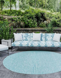 Unique Loom Collection Casual Transitional Solid Heathered Indoor/Outdoor Flatweave Area Rug (10' 8" Round, Aquamarine/Ivory) by UniqueLoom