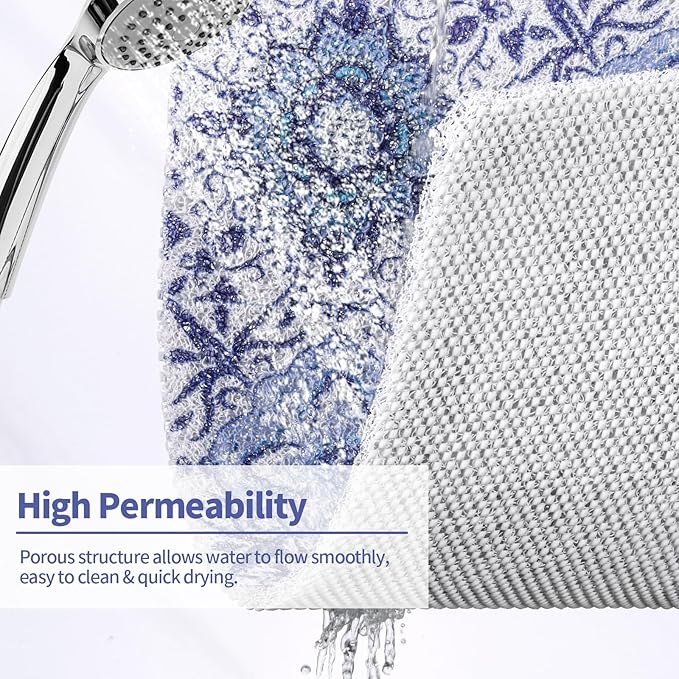 HOMBYS Square Shower Mat Non Slip 27x27 in,Shower Mat with Drain Hole in Middle,Shower Floor Mats for Inside Shower,PVC Loofah Shower Stall Mat,Secure in Shower Mat,Boho Bath Mats for Shower - Image 3