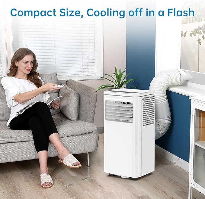 GarveeLife 10,000 BTU Portable Air Conditioner – 3-in-1 Quiet Cooling, Dehumidifier & Fan – Fast Cooling for Rooms up to 450 Sq.Ft, 4-Way Swing, Auto/Sleep Modes, Remote, LCD, 24h Timer, Window Kit – - Image 2