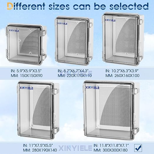 Waterproof Outdoor Project ABS Plastic Junction Box IP67 Weatherproof Dustproof Enclosure with Hinged Cover, Mounting Plate,Wall Brackets for Power Project (Clear, 11.8"x11.8"x7.1") - Image 4