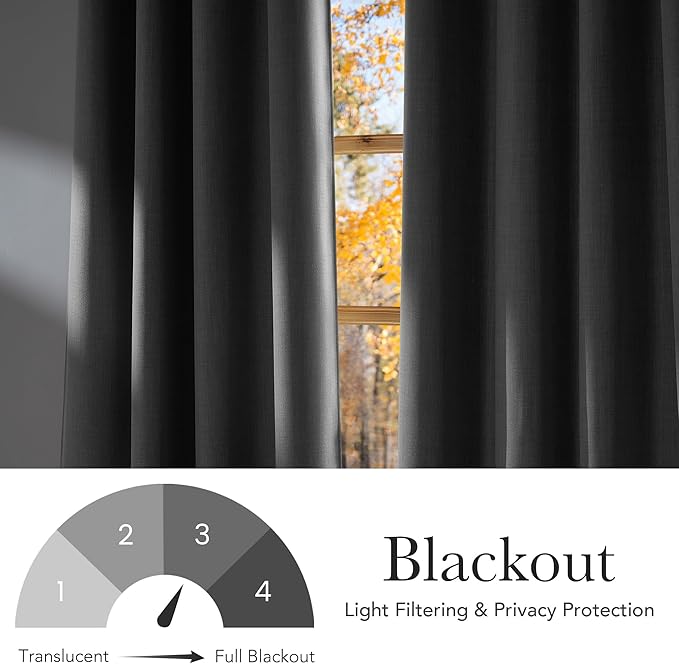 NICETOWN Light Grey Faux Linen Room Darkening Rod Pocket Curtains 63 inch Length, W42 x L63, Light Blocking Thermal Insulated Noise Reducing Drapes for Bedroom Living Room Farmhouse Decor, 2 Panels - Image 6