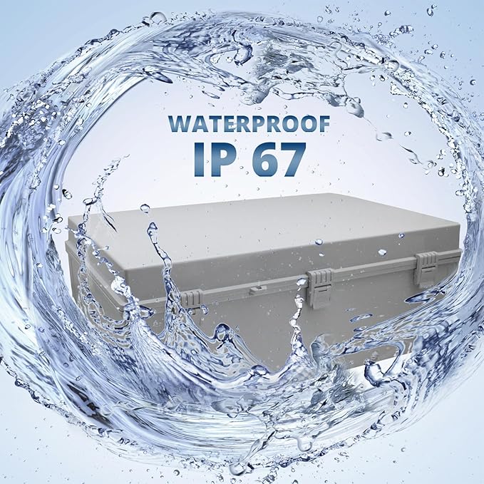 MAKERELE Water Proof Electrical Boxes Extra Large IP67 Electronics Projects Junction Waterproof Case with 2 NPT 1”Glands and Wall Bracket Hinged Cover Outdoor Enclosure Box(23.6"*15.7"*8.7") - Image 2