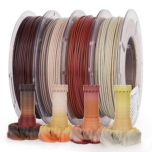 AMOLEN Marble PLA Filament 1.75mm Bundle, Rainbow Rock PLA 3D Printer Filament, 3D Printing Filament Dimensional Accuracy +/- 0.02 mm, 200gX 4 Spools Fit Most FDM Printer by AMOLEN