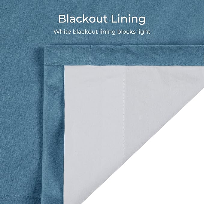 TWOPAGES Luxury Velvet Curtain Pinch Pleated Sky Blue Curtain 108 inch Long Thermal Insulated Blackout Drapes for Bedroom Living Room Indoor Window (1 Panel,Sky Blue,26Wx108L) - Image 4