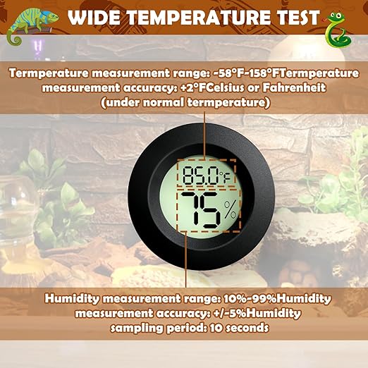2PCS Reptile Thermometer and Humidity Gauge,Digital Adhesive Reptile Terrarium Hydrometer,Bearded Dragon Tank Accessories,Pet Humidity Meter Supplies for Leopard Crested Gecko,Snake,Lizard - Image 3