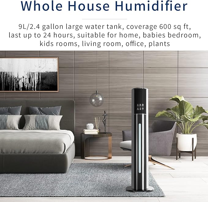 Ultrasonic Cool Mist Humidifier for Large Room Bedroom, Top Fill Humidifier(9L/2.38Gals) for Baby Adults, Smart & Remote Control, Last 60 Hours - Image 2