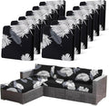 12Pcs Stretch Patio Cushion Covers Dustproof Outdoor Cushion Covers Washable Patio Couch Cover Slipcovers for Outdoor Furniture Protector Replacement(Black Palm Leaves, Cover Only) by CALBODE