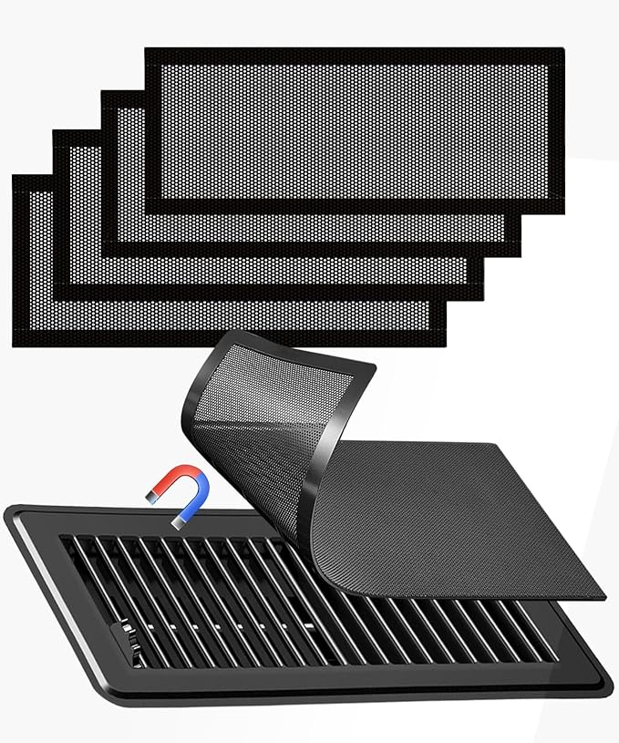 4 PCS Black Magnetic Vent Covers-5.5x12 Magnetic Air Vent Covers with Mesh Screen for Floor/Wall/Ceiling Registers-Easy to Install, Durable Design(Fits Registers 5"to7" Width x 12" to14"Length) by Unknown