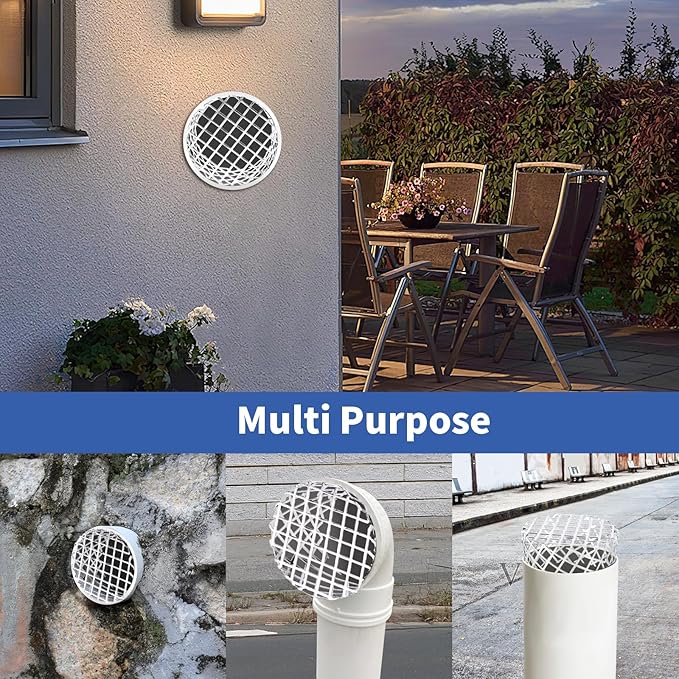 4" PVC Termination Vent Mesh Cap, 304 Stainless Steel Dryer Vent Screen Outdoor, PVC Roof Vent Cap, High Airflow Built-in Grill, 3.75" to 3.85" Conical Net, for 4in Dryer Vent Hose, Exhaust Vent Mesh - Image 7