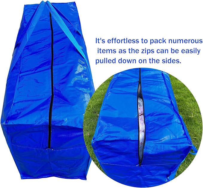 66 Gallon Extra Large Storage Bags, Huge Moving Bags Heavy Duty with Zipper and Stronger Handles, Big Foldable Duffle Bag for Travel, Storage Totes Moving Boxes for College, Christmas Tree,Blue,2 Pack - Image 5