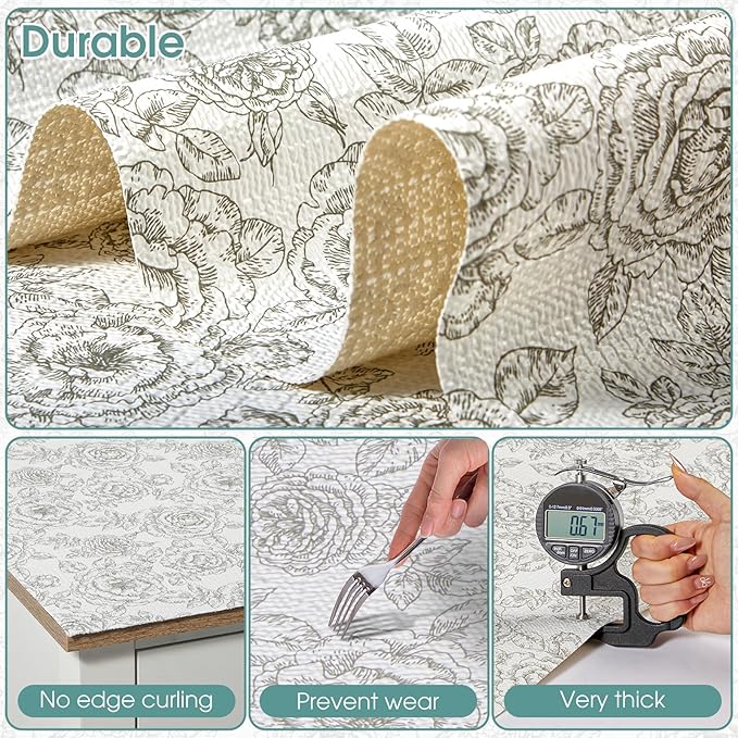 Drawer and Shelf Liner, Non-Slip Kitchen Cabinet Liners Non-Adhesive Thick Strong Grip Waterproof Washable Mats Protect Dresser Shelves Cupboard Bathroom Cabinets, Rose, 24 in X 20 FT - Image 6