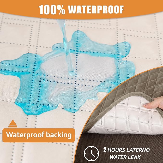 Arfntevss Waterproof Sectional Couch Covers L Shape Washable Velvet Sofa Cover for Sectional Non Slip Large Corner Slipcovers Dog 6 Pcs Universal U Shaped Furniture Protector (Camel, Large) - Image 2