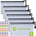 Plastic Mesh Zipper Pencil Pouches, 6PCS Waterproof Tear-Resistant Document File Folders, A6 Size Zipper Documents Pouch Document Organizer Bags for School Office Home Travel Storage(9.25×4.25Inch) by AstenInc