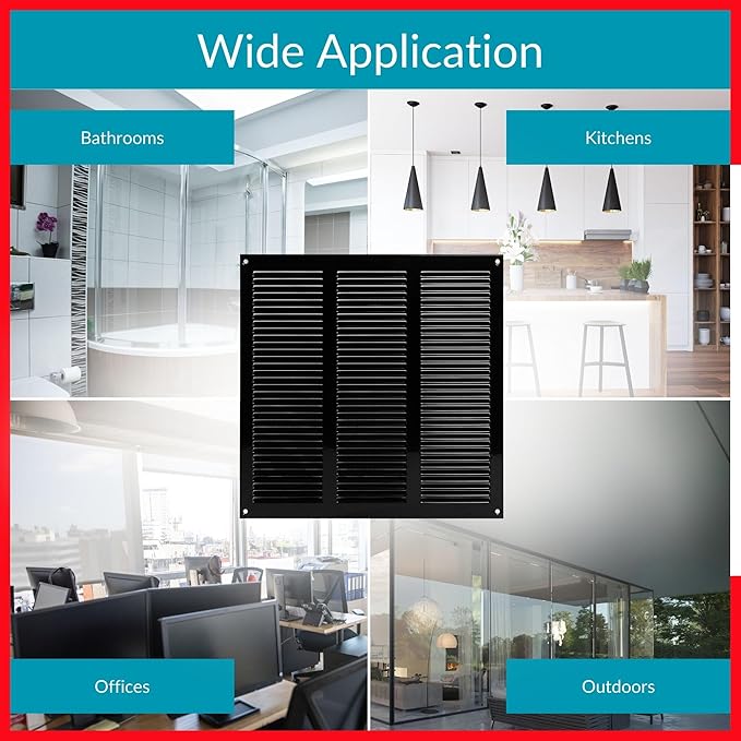 10x10 Vent Cover (duct opening) - Black HVAC Return Air Grille for Wall and Ceiling - Metal AC Vent Cover with Mesh - Rectangular Ventilation Registe - External Dimensions: 11.81" W x 11.81" H - Image 7