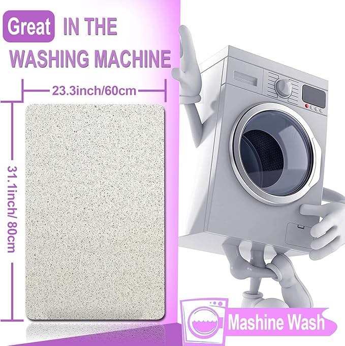 Shower Mats Non Slip for Elderly, 24x32’Lager Loofah Bath Mats for Shower, Non-Slip Bath Mat for Elderly-Wihte - Image 2