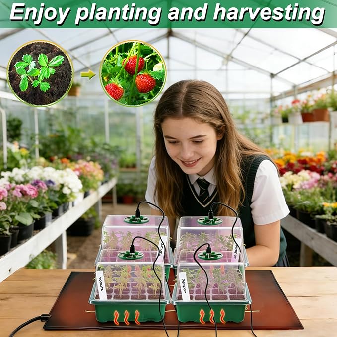 Seed Starter Tray with Grow Light & Heat Mat- 4 Pack 48 Cell Durable Easy Use Seed Starter Kit for Beginners, Thriving Seedling Germination Kit with Humidity Domes for Indoor Plant Growing Propagation - Image 6