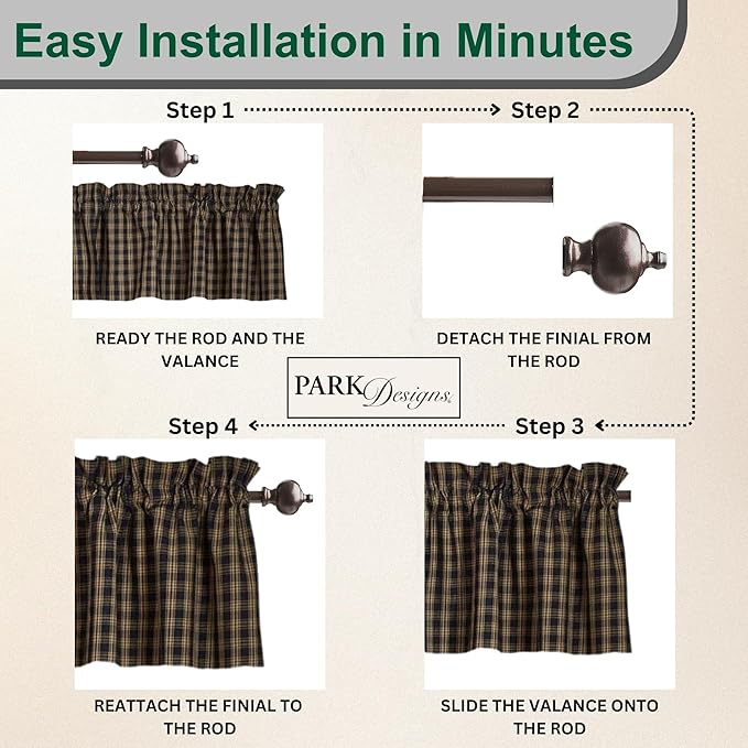Park Designs Farmhouse Kitchen Valances for Windows - Sturbridge Navy | Fall Decor Window Valance Curtain | Plaid Curtain Windows | 72"x14" - Image 4