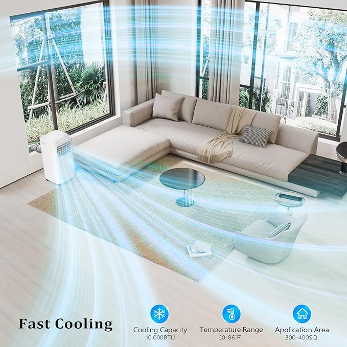 ROVSUN WiFi Enabled Smart 10000 BTU Portable Air Conditioner with Remote & APP Control, 3-in-1 Cooler, Dehumidifier & Fan, Powerful Room Mobile AC Unit with Rolling Wheels & Easy Installation Kit - Image 2