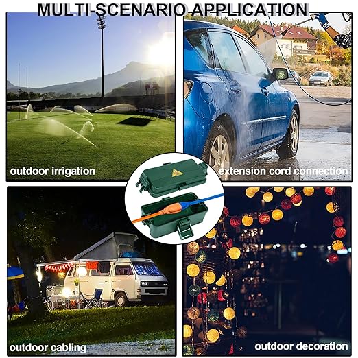Outdoor Electrical Box Waterproof IP54 Extension Cord Cover(Inner 6.5 x 3.5 x 2.2inch) Wall-Hangable Box for Plug, Halloween, Christmas String Lights, Weatherproof Connection (1 PCS Green) - Image 6