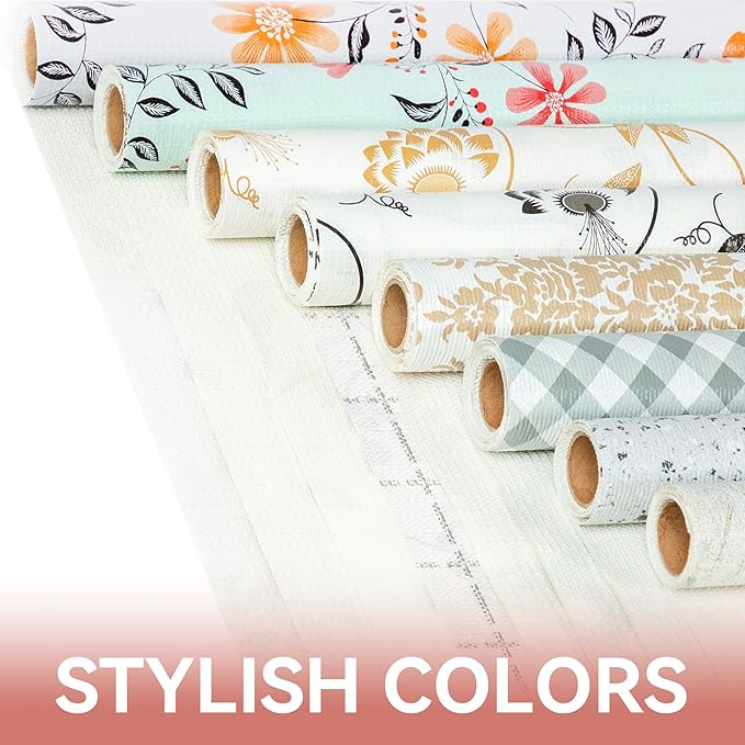 RAY STAR Shelf Liner, Non Adhesive Daisy Floral Printed Cabinet Liner for Pantry Drawer, Strong Grip Non Slip Waterproof, Shelf Liners for Kitchen Cabinets Organization 18 Inch x 8 FT (4 Rolls) - Image 9