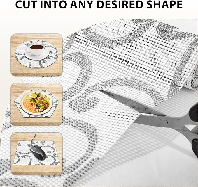Shelf Liners for Cabinets-Drawer Liner Cabinet Liners for Shelves Kitchen,Non-Adhesive,Non-Slip,White Gray,12in x 20Ft (240 inch) - Image 3
