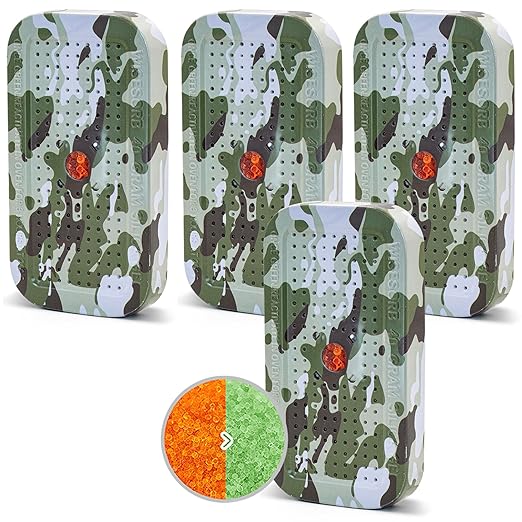 40 Gram Gun Safe Dehumidifier Camouflage, Rechargeable Desiccant Canister Dehumidifier Bags, Reusable Silica Gel Packets Moisture Absorbers for Car, Bathroom, Basement [4PACK] by Wisesorb